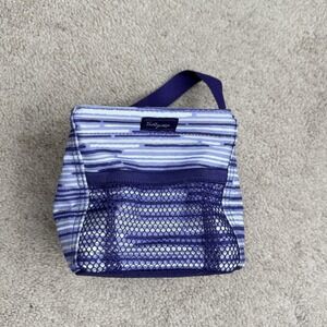 Thirty One 31 Mini Carry All Caddy W Handle Mesh Pocket Purple Stripe